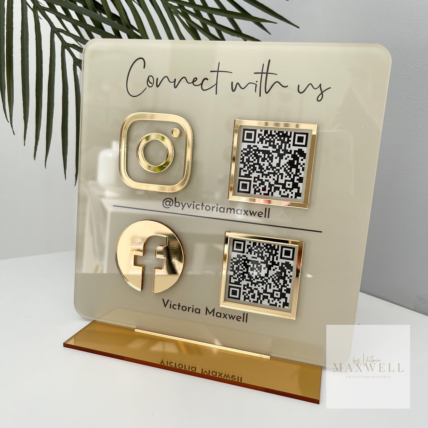 Double QR Code Business Sign for Enhanced Social Media Engagement - V&C Designs Ltd