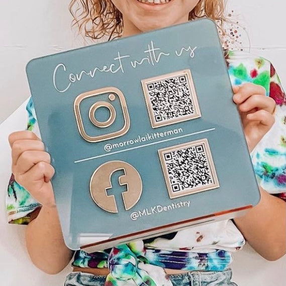 Double Icon with QR Code Social Media Sign