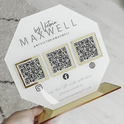 Octagon Triple QR Code Social Media Sign | Branding Special