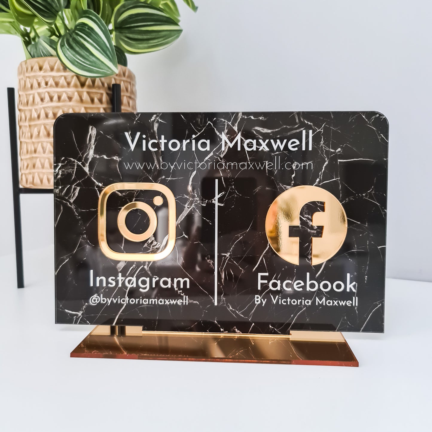 Marble Double Social Media Sign - V&C Designs Ltd