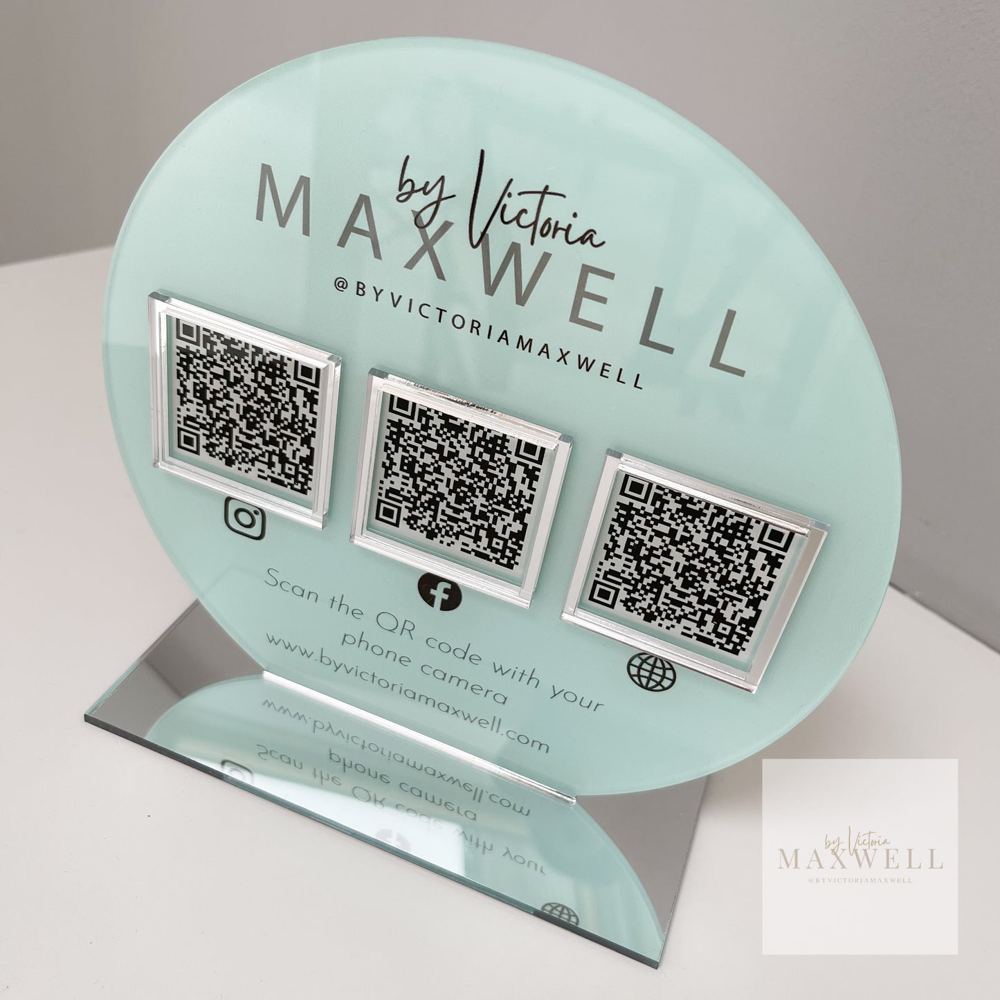 Circle Triple QR Code Social Media Sign - V&C Designs Ltd