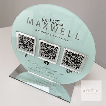 Circle Triple QR Code Social Media Sign - V&C Designs Ltd