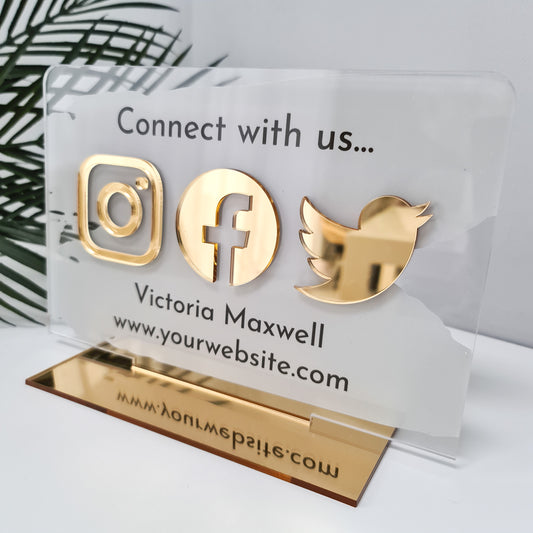 Triple Icon Social Media Sign - V&C Designs Ltd