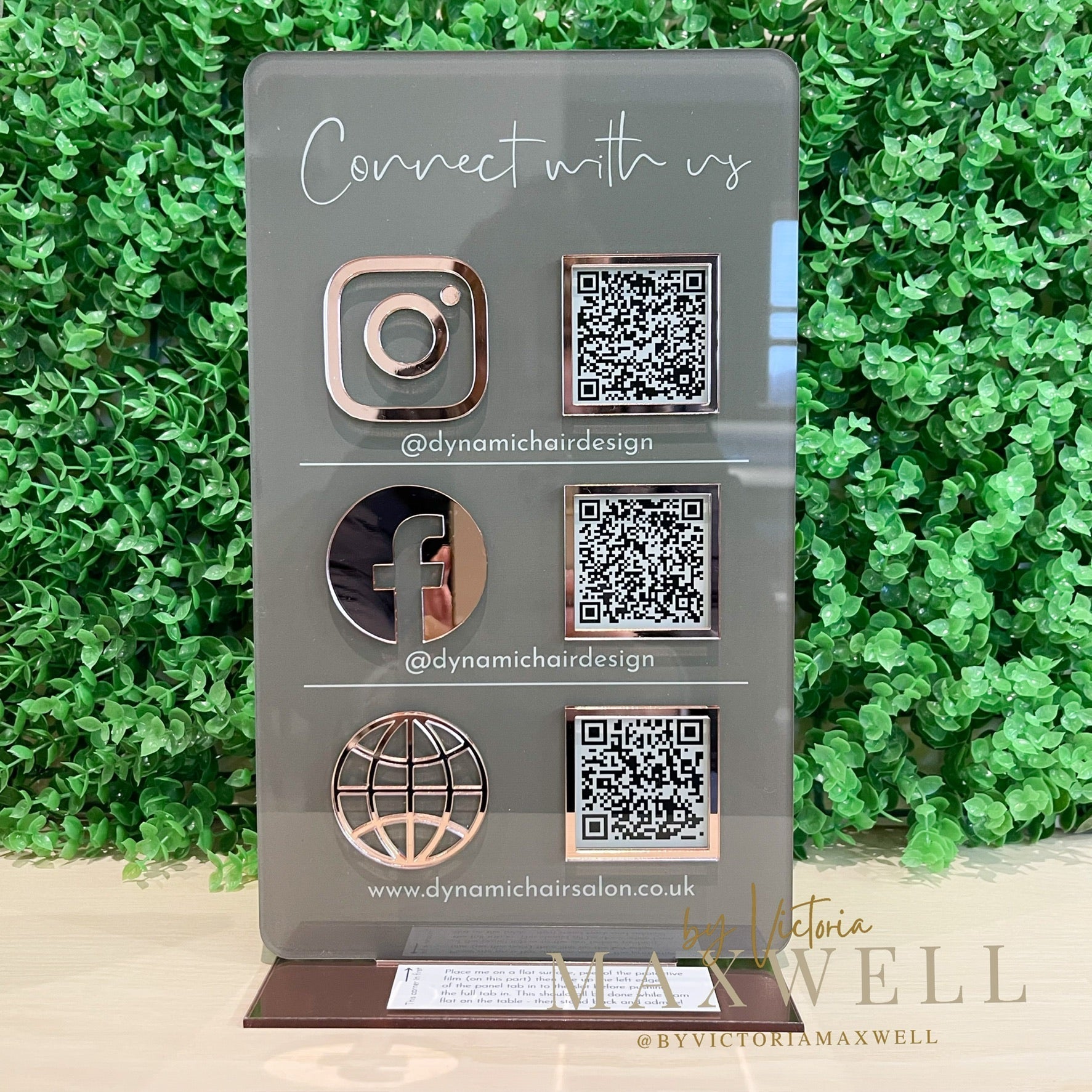 3 Icon QR Code Social Media Sign - V&C Designs Ltd