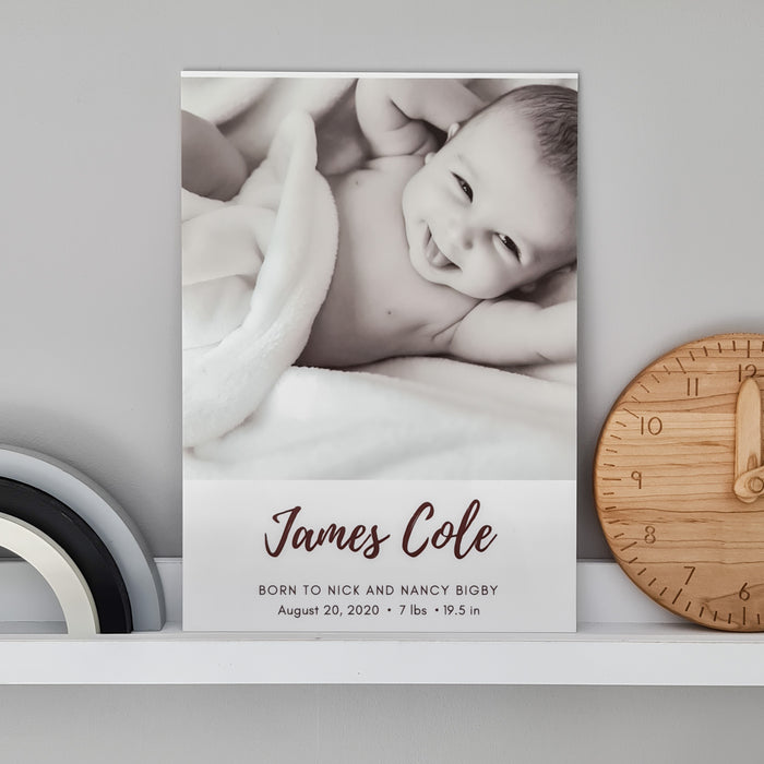 Personalised A4 Baby Announcement Acrylic Print