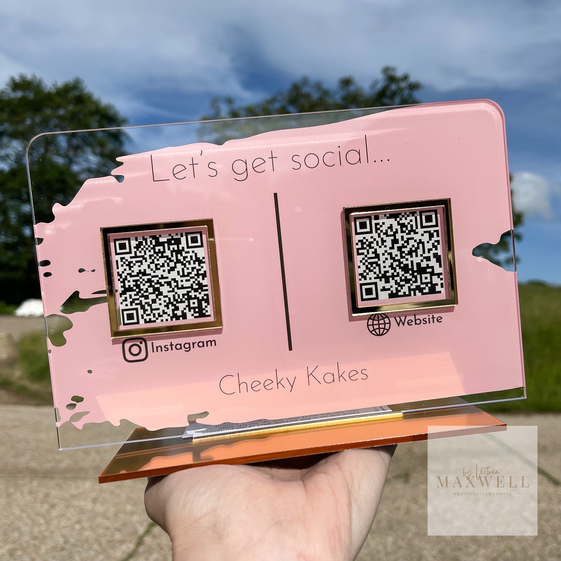 Double QR Business Social Media Sign - V&C Designs Ltd