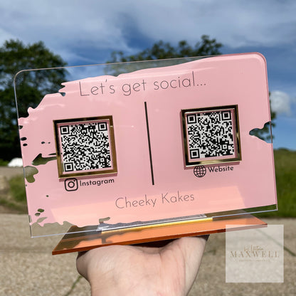 Double QR Business Social Media Sign - V&C Designs Ltd