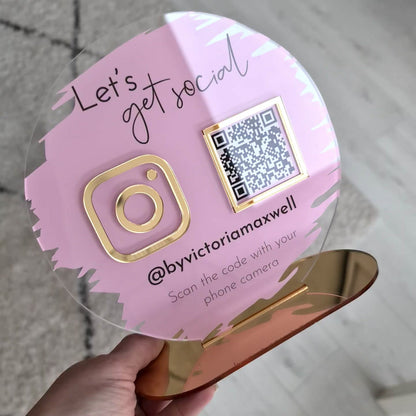 Circle Shape Single Icon with QR Code Business & Social Media Sign