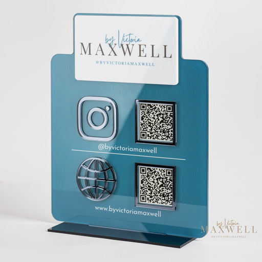 Double Icon with Logo and QR Codes Social Media Sign - V&C Designs Ltd