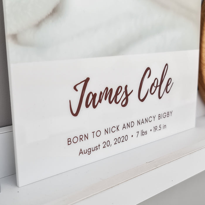 Personalised A4 Baby Announcement Acrylic Print