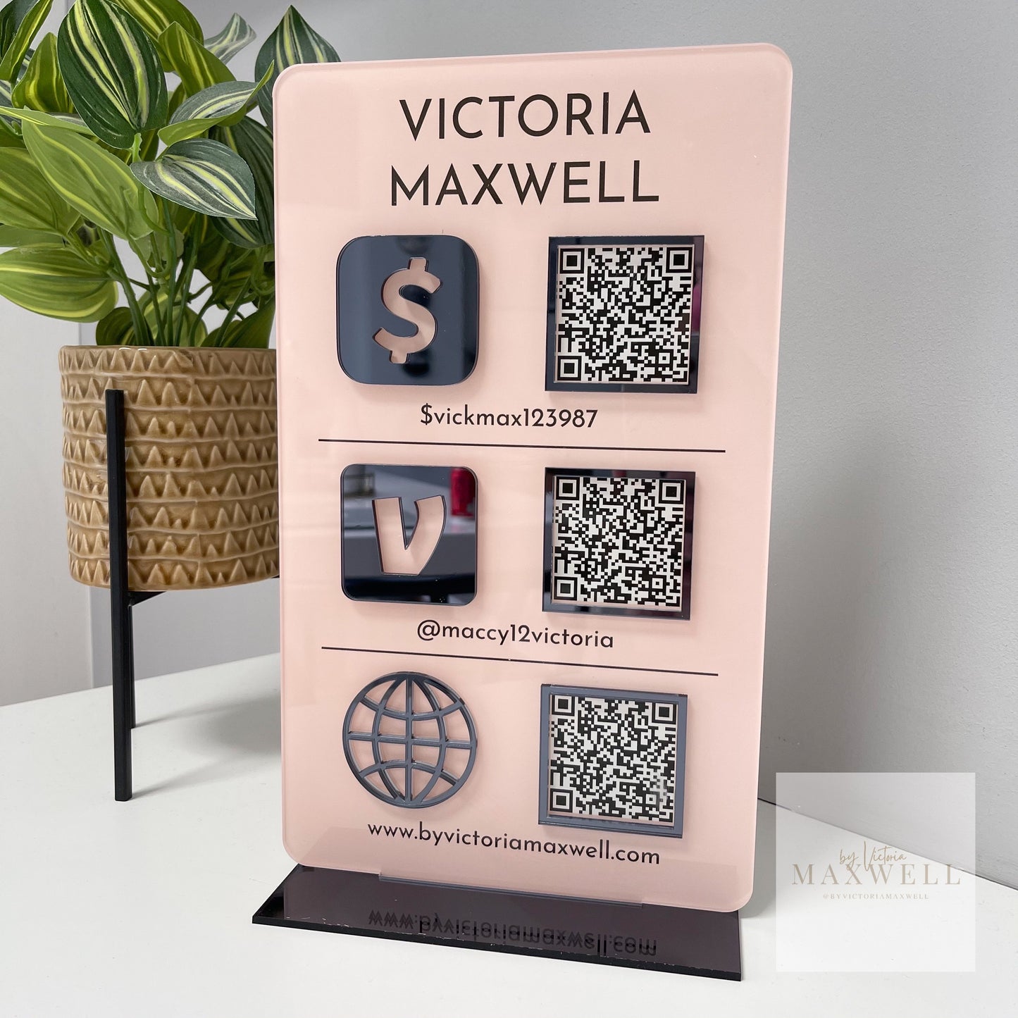 Triple QR Code Business Sign for Enhanced Social Media Engagement - V&C Designs Ltd