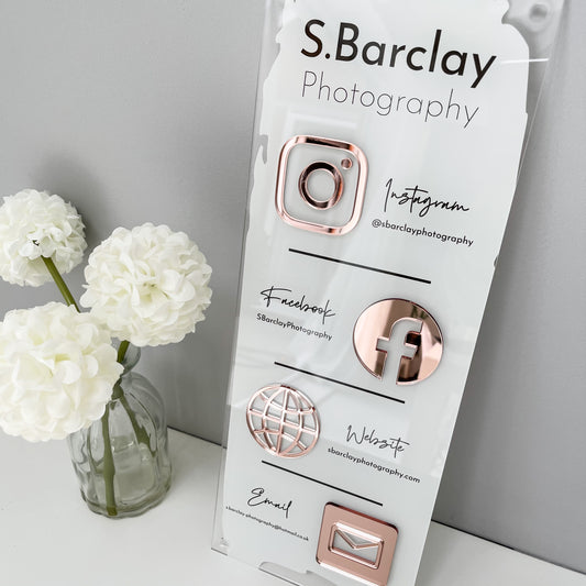 4 Icon Wall Mounted Vertical Social Media Sign - V&C Designs Ltd