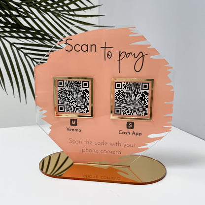 Octagon with Double QR Code Business Payment Sign - V&C Designs Ltd