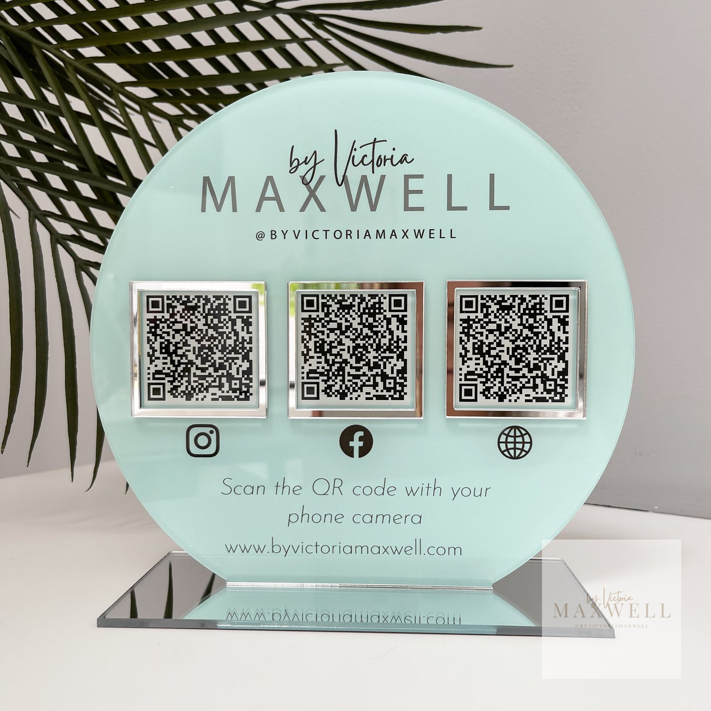 Circle Triple QR Code Social Media Sign - V&C Designs Ltd