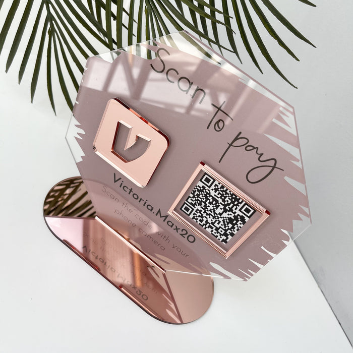 Octagon Icon with Single QR Code Business Payment Sign