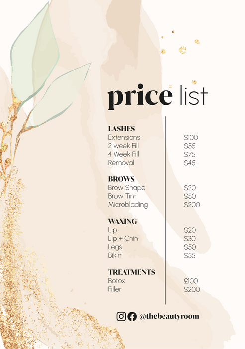 Earth Gold Price List Print - Giclee Print