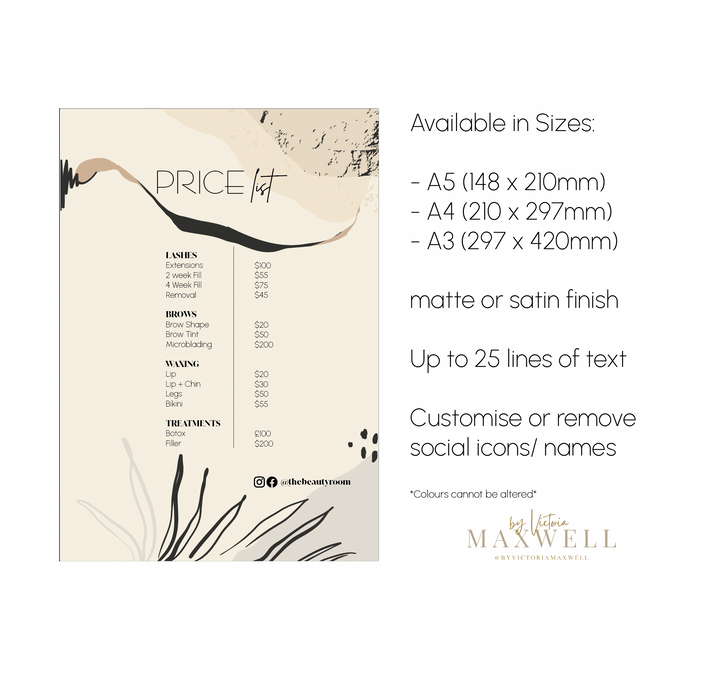 Price List Print - Giclee Print