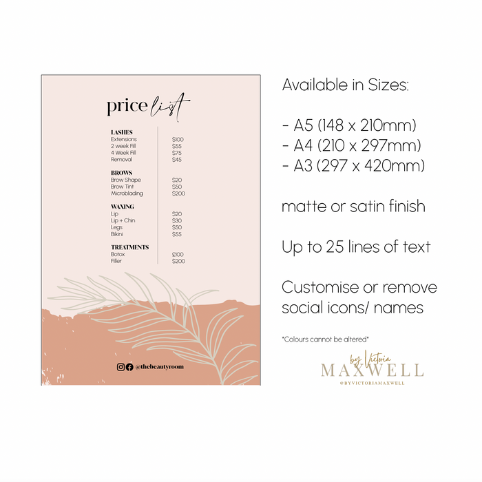 Orange Palm Price List - Giclee Print